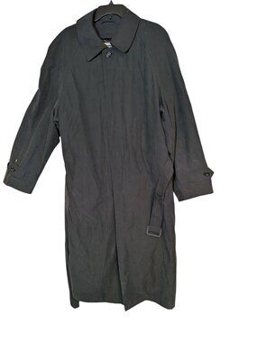 Umberto Rossi Mens Black Belted Trench Coat Size 38 Classic Style With Button Cu